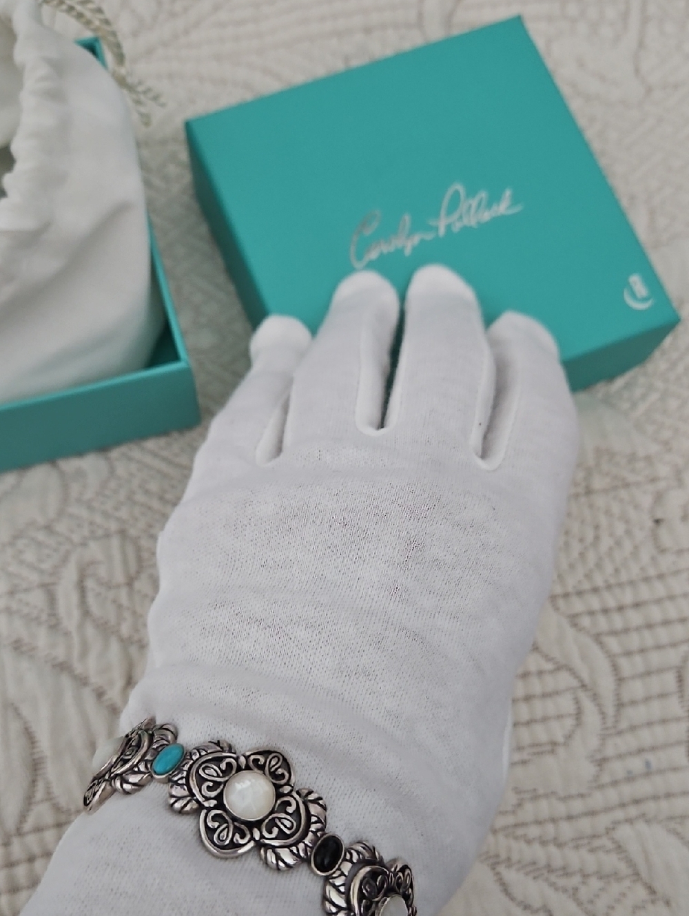 Carolyn Pollack Sterling Silver RARE Gemstone Bracelet